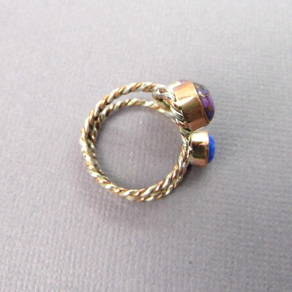 Sterling Silver Charoite & Opal Cabochon Ring size 6 NEW - Picture 7 of 9